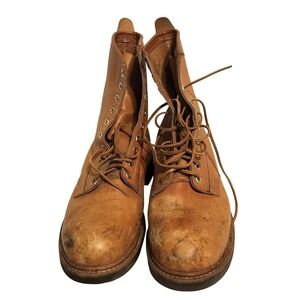 Texas Steer Tan Leather Work Boots Size 12 Vintage ANSI Safety Toe Oil Resistant